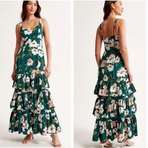 Abercrombie & Fitch Drama Ruffle Tiered Maxi Dress Cottacore Garden Girl - $150